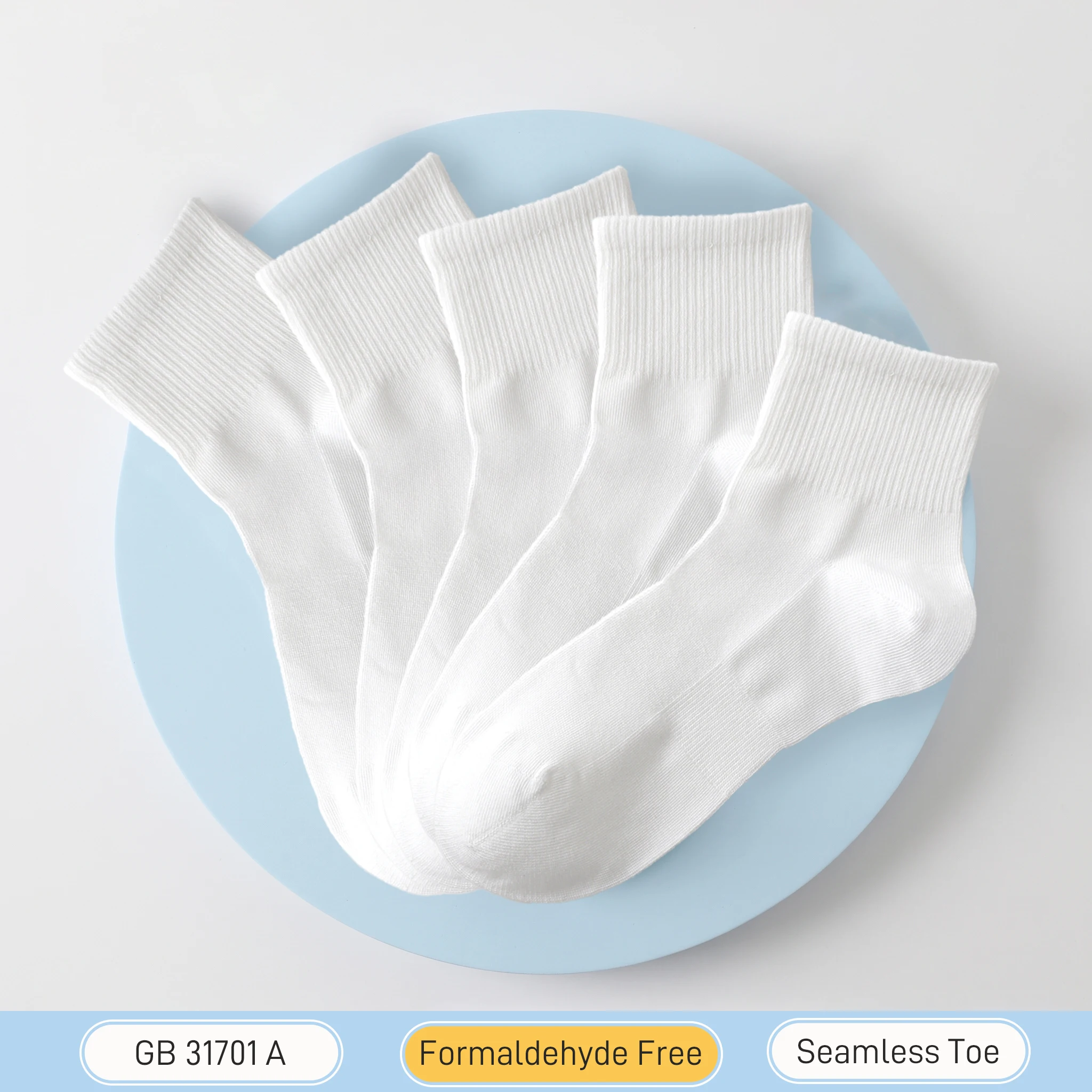 Summer Thin Cotton Kids Socks Mid‑Calf Baby Socks A‑Class 0 Formaldehyde Seamless Toe Breathable White Children Socks For Boys