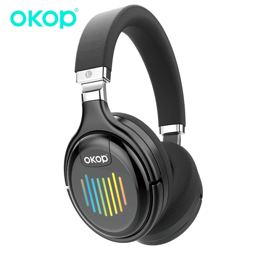 

OKOP Bluetooth Headphones,Foldable Headphones,Headphones RGB Ambient Light,Active Noise Cancelling Moving Earphones Super Pods