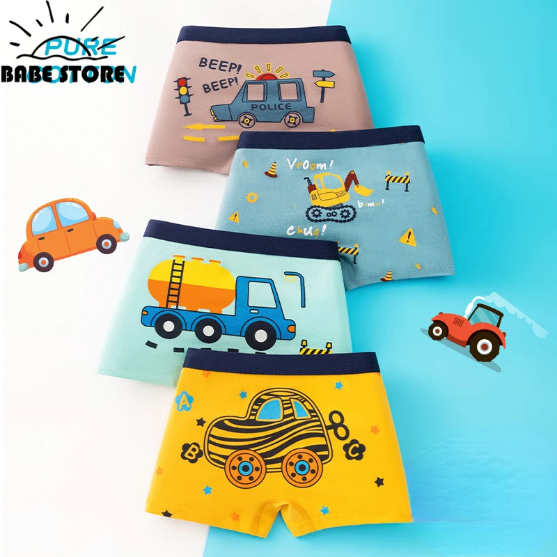 Hot Boxer Shorts Kids Class A Cotton Boxer Underpants Soft Skin-friendly Fabric Cute Cartoon Underwear Boy Shorts for Boys