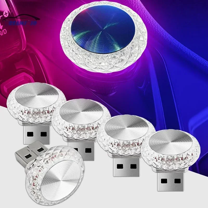 Car Portable USB Ambient Light Mini LED Decorative Atmosphere Lamps For Auto Interior Environment Light Computer Light Plug Play