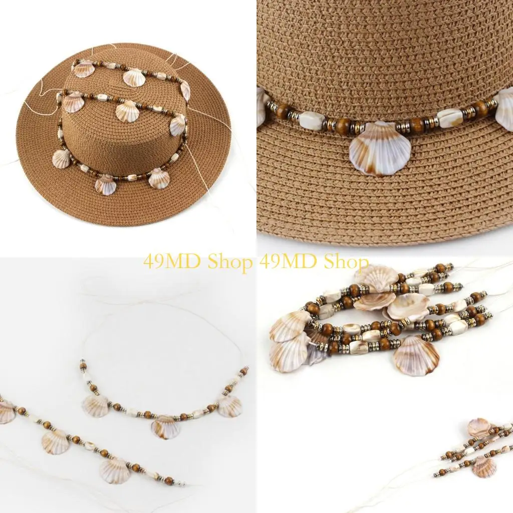 

49MD Vacation Hat Band Beaded Fedoras Caps Band for Women and Men Hat Accessories