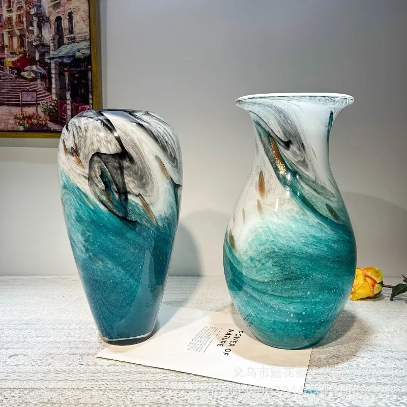 ink painting wind glass vase dining table flower arrangement bogu frame creative ornament model room advanced decoration