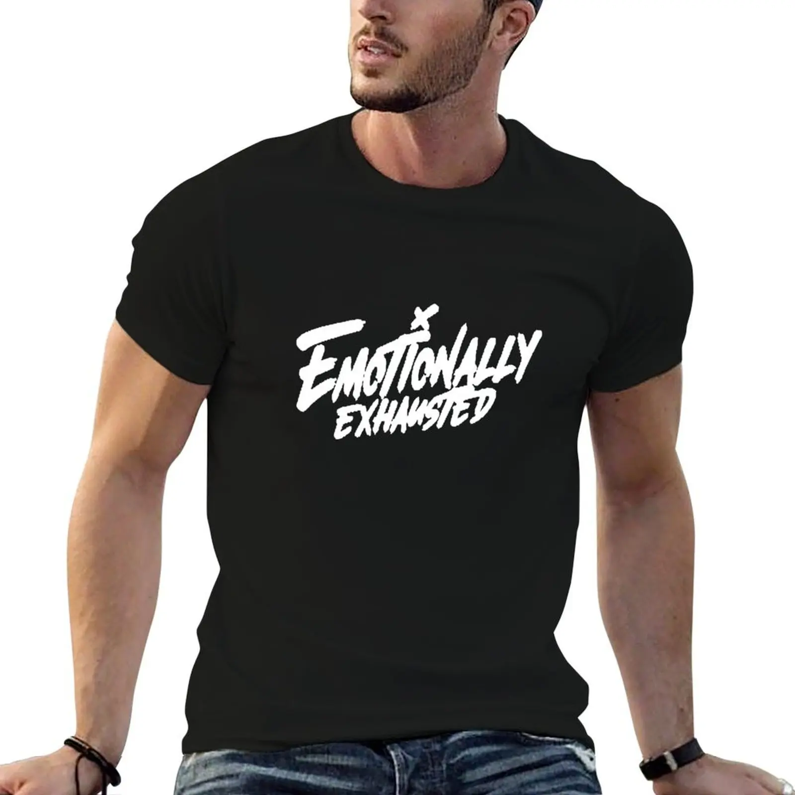 

Best philip defranco merch emotionally exhausted T-Shirt t shirts for man pack white t shirt man cotton T-Shirt