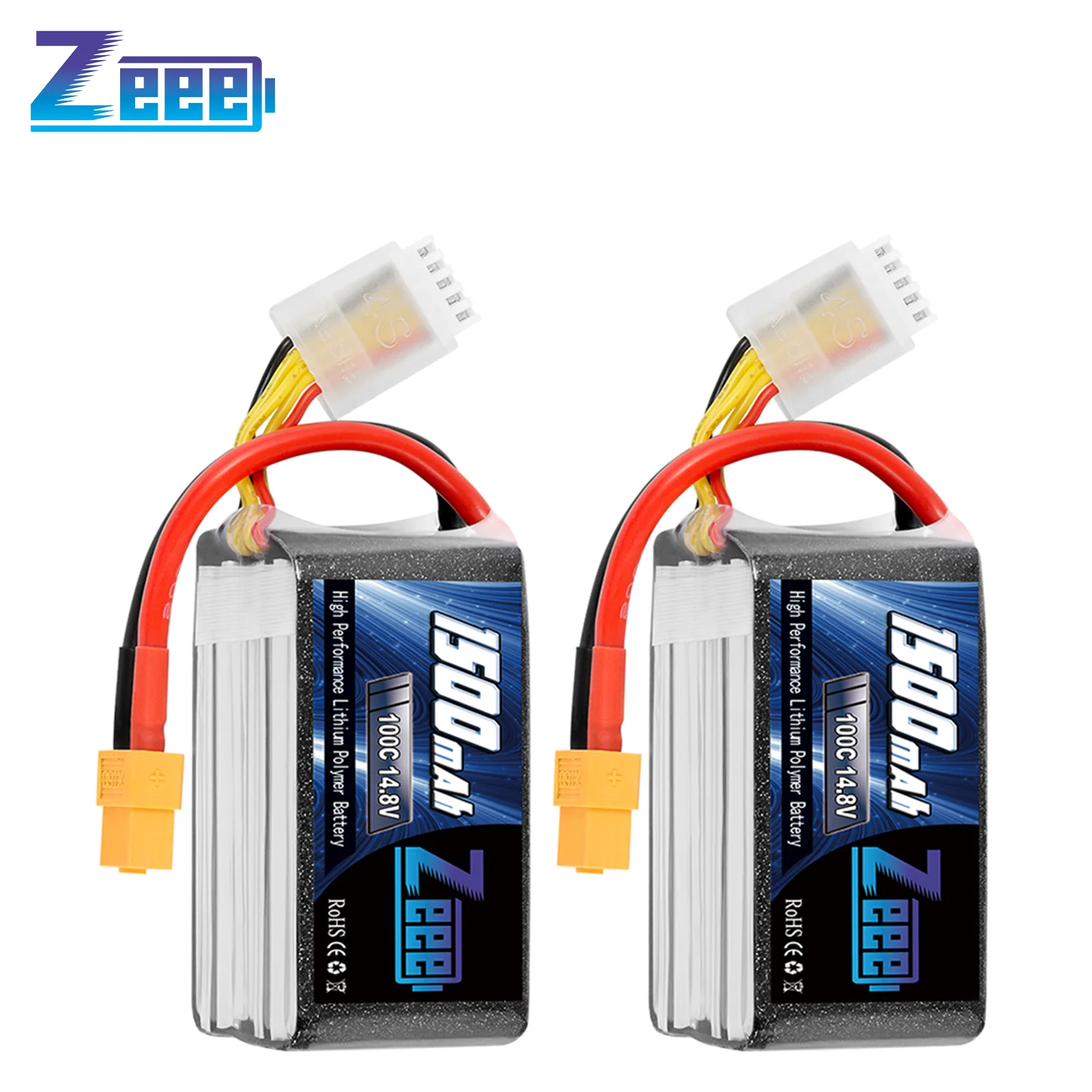 2pcs Zeee 4S 1500mAh 14.8V 100C Lipo Battery with XT60 Plug Softcase for RC Car Truck Buggy Airplane FPV UAV Drone Model Parts