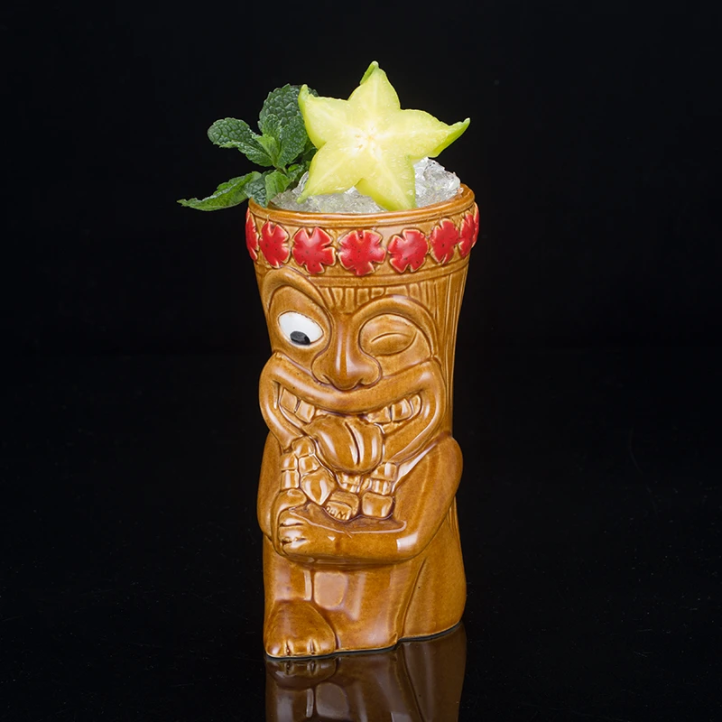 Picture 3: 600ml Hawaii Tiki Mugs Cocktail Cup Beer Beverage Mug Wine Mug Ceramic Easter Islander Tiki Mug Bar Tools Barware