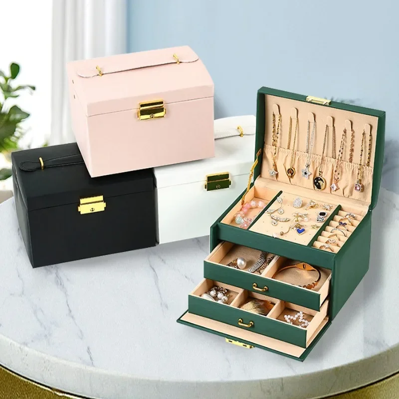 

Acrylic Velvet Jewelry Organizer with 3 Drawers Stackable Display Storage Earrings Necklace Bracelets Box Holder Case for Women