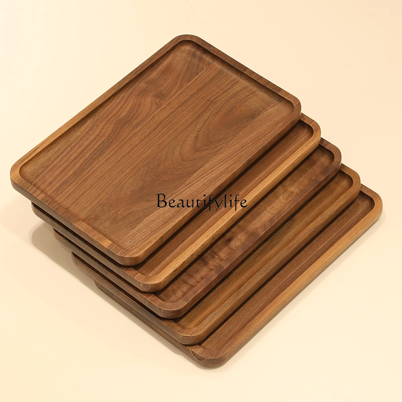 North America Black Walnut Wooden Fruit Bowl Household Solid Wood Rectangular Decorative Plates