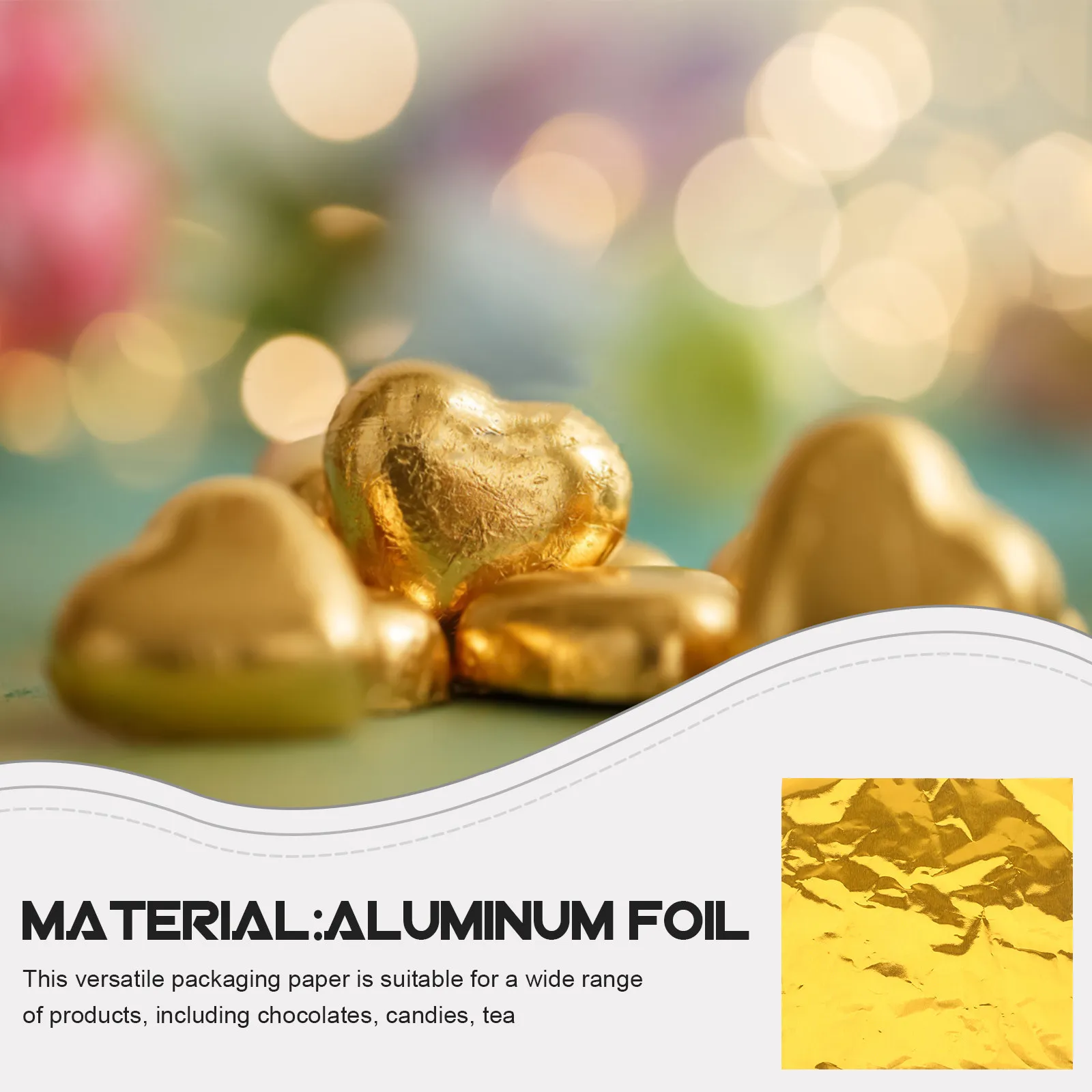 100pcs Aluminum Foil Candy Wrapping Paper For Chocolate Caramel Homemade Candy Packaging Foil Sheets Baking Decoration Tool view 6