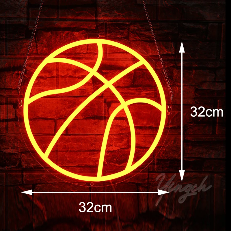 Basketball Neon Sign Light Football Ball LED Neon Decoration Lamp USB Port Dimmable for Room Court Gym Club Wall Art Party Shop