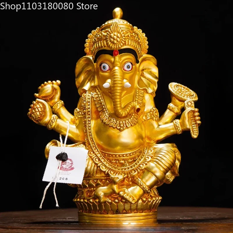 23cm Copper gilded Ganesh buddha statue Tibet 