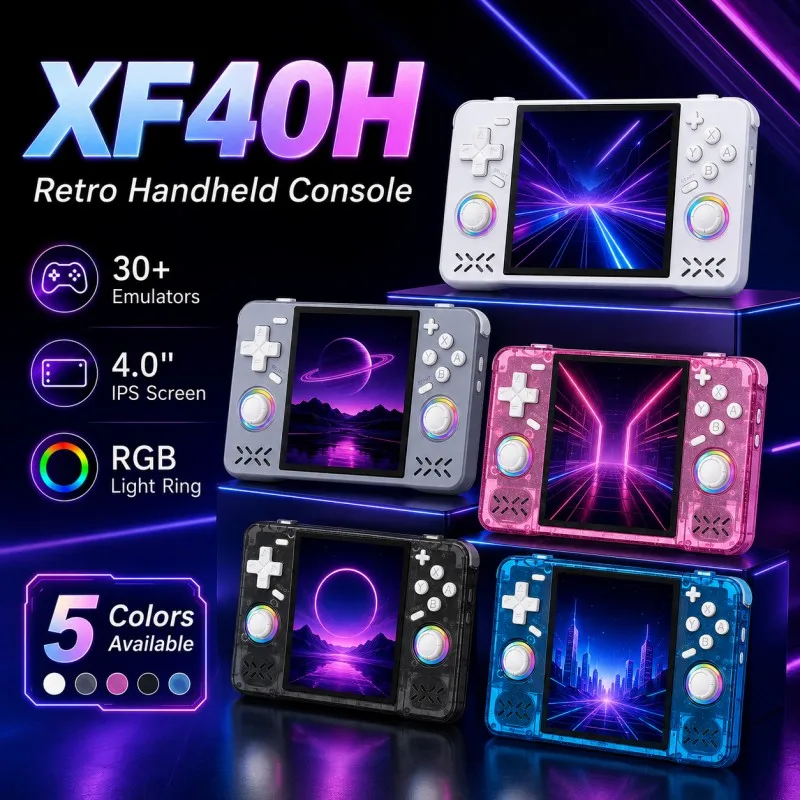 XF40H Handheld Game Console 4.0inch IPS Screen Open Source Linux System Pocket Video Player with 30+ Emulators 4000mAh Battery