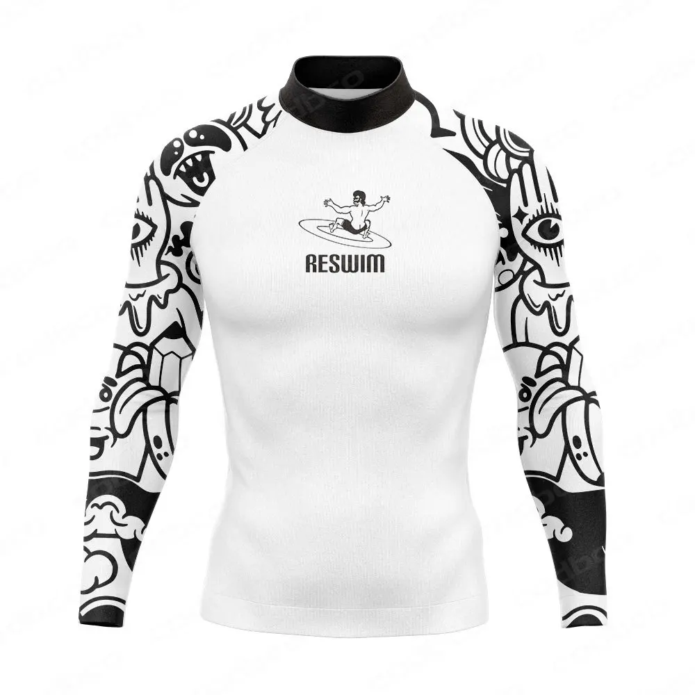 New Men's Rash Guards Swimsuit Long Sleeve Surf Swim T-Shirts Summer Swimming Beach Tight Surfing Clothes UV Protection Shirt image 5