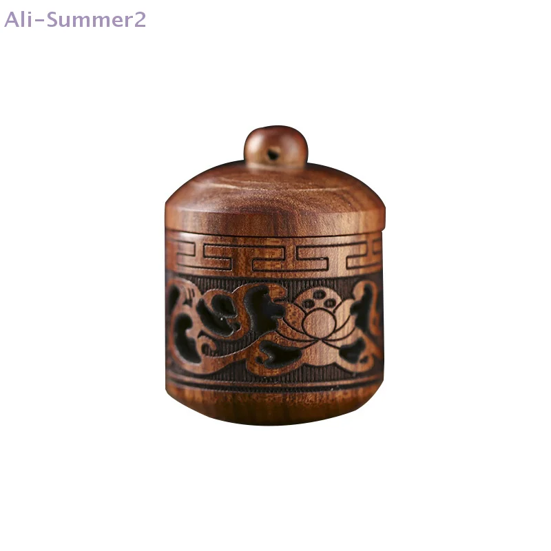 1Pc Solid Wood Medicine Pill Box Mini Lantern Wood Rescue Pill Case Portable Storage Sealed Can For Outdoor First Aid Tool