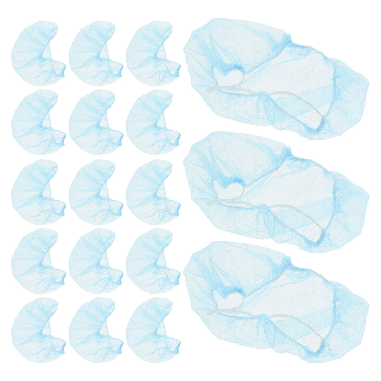 100 قطعة غطاء اللحية القابل للتصرف غير المنسوجة شبكة اللحية المرنة القابلة للتنفس مع حلقات الأذن لتقديم الطعام المطبخ السلامة الصناعية