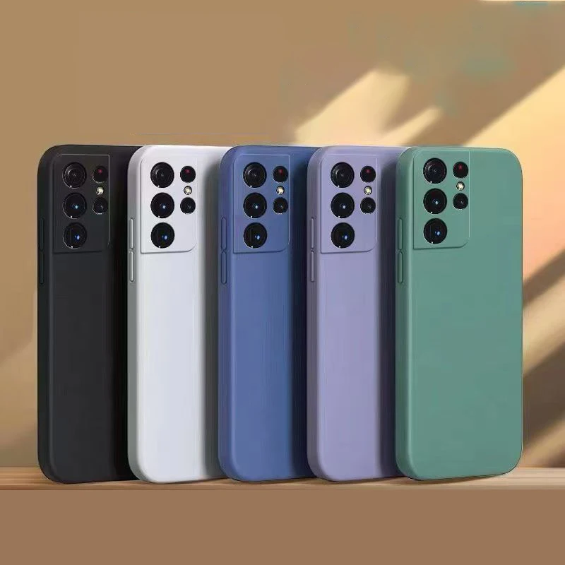 Basic Case for Samsung S21 S22 S23 S24 FE S25 Plus S26 Ultra 5G Soft Liquid Silicone Classic Cover Cases Shell