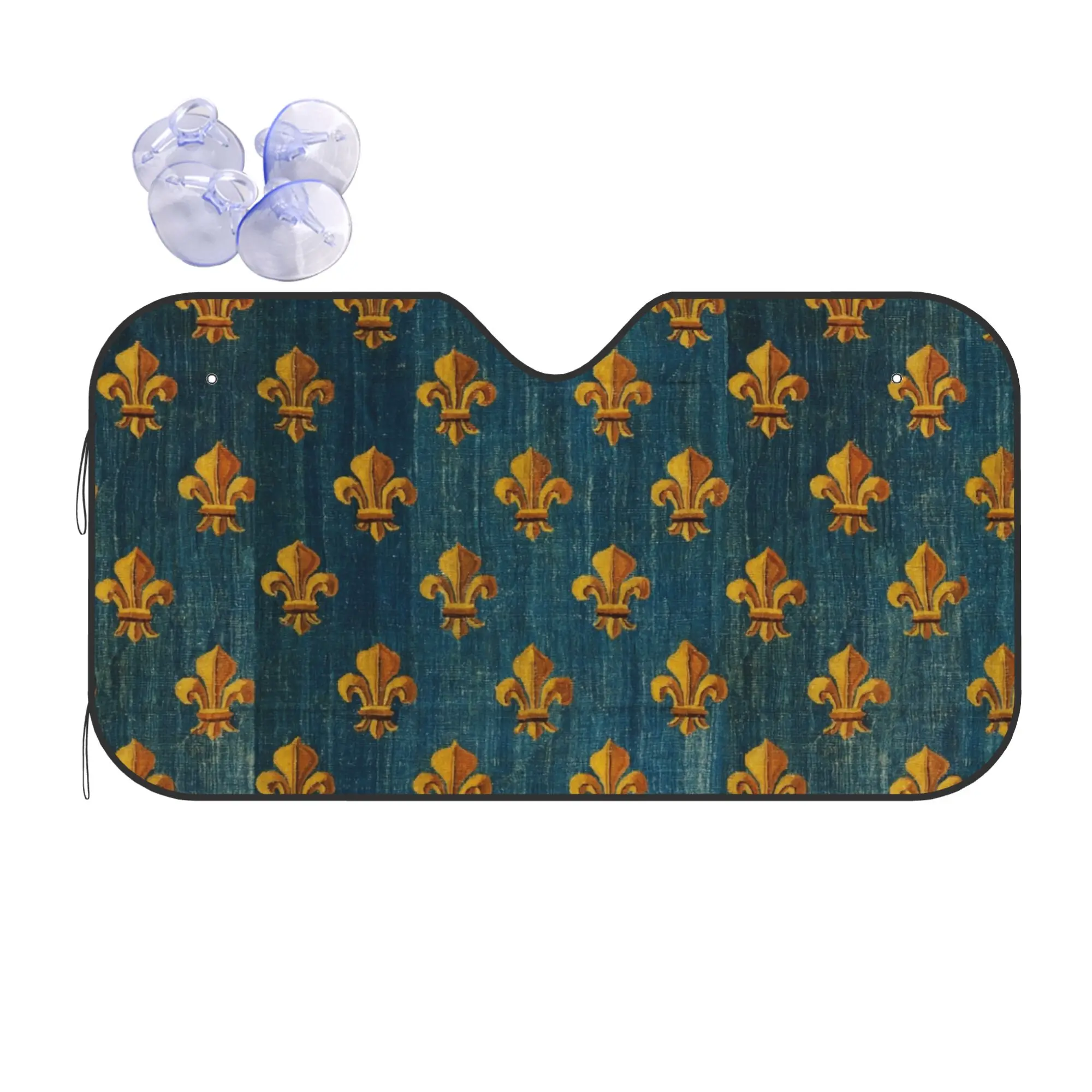 Car Front Windshield Sun Visor Heat Insulation Cover UV Protection Car Sun Shade Lily Fleur-de-Lis Covers Car Solar Protection
