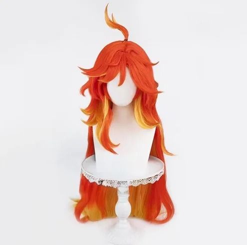 Wig Synthetic Hair Game Genshin Impact Mavuika Cosplay Wig 90cm Long Red Mixed Yellow Color Wigs Heat Resistant Wig