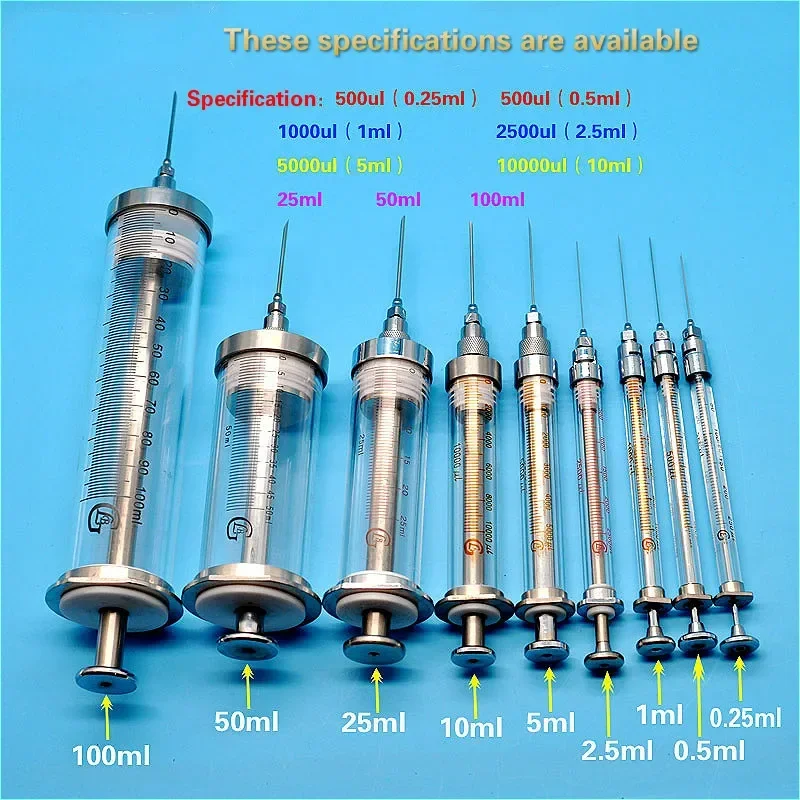 Microsampler Microliter Syringes Micro-injector Syringe 250ul/500ul/1000ul/2500ul/5000ul For GC Injection Removable Needle 1 EA