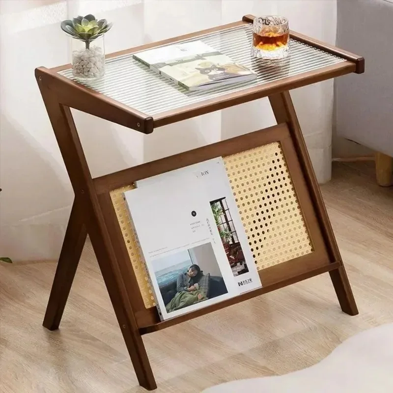 Z-shaped Tea Table Living Room Brewing Tea Table Removable with Glass Exquisite and Extremely Simple Style Small-sized Tea Table