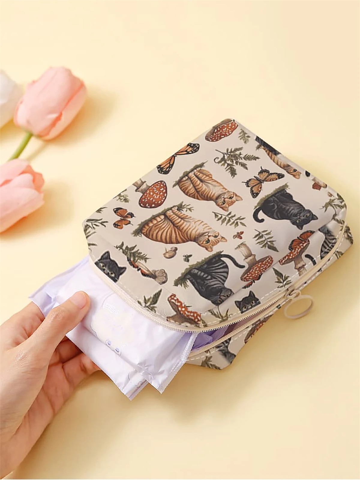 

Сумка для хранения гигиенических салфеток с мультяшным котом, легкая женская сумка для салфеток, сумка для гигиенических салфеток