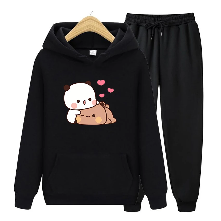 

Women Hoodie Set Bubu And Dudu Drink Bubble Tea Print Women Hoodie Kawaii Female Sweatshirt Harajuku Loose Long Sleeve Clothes