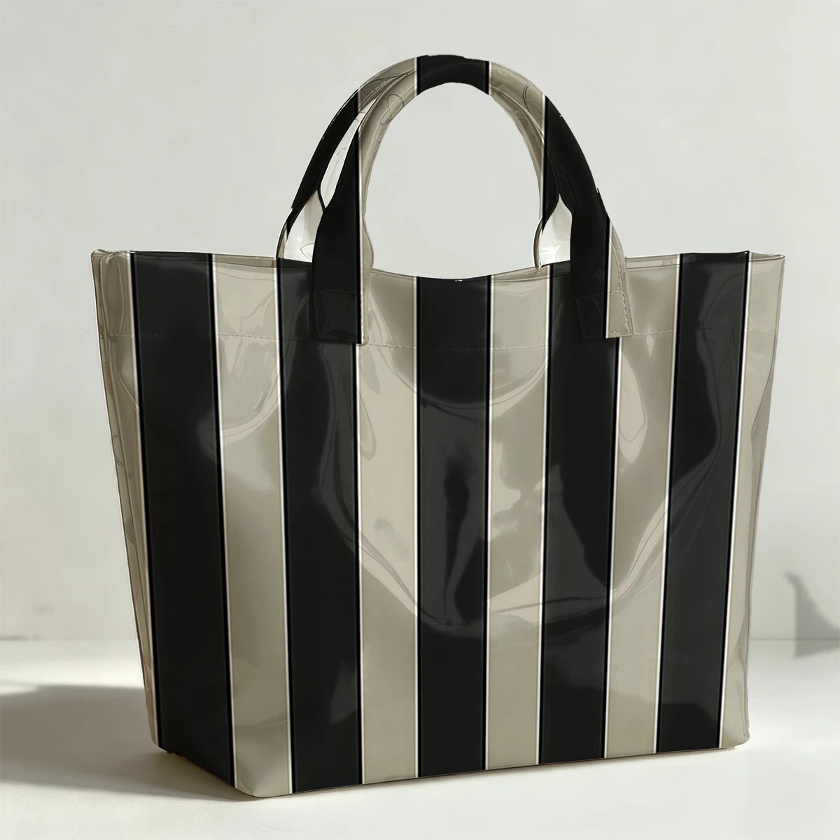 Prophecy stripes PVC Tote Bag Waterproof Transparent Jelly Bag Beach Bag Tote Pouch Bow Handbags Storage Bag