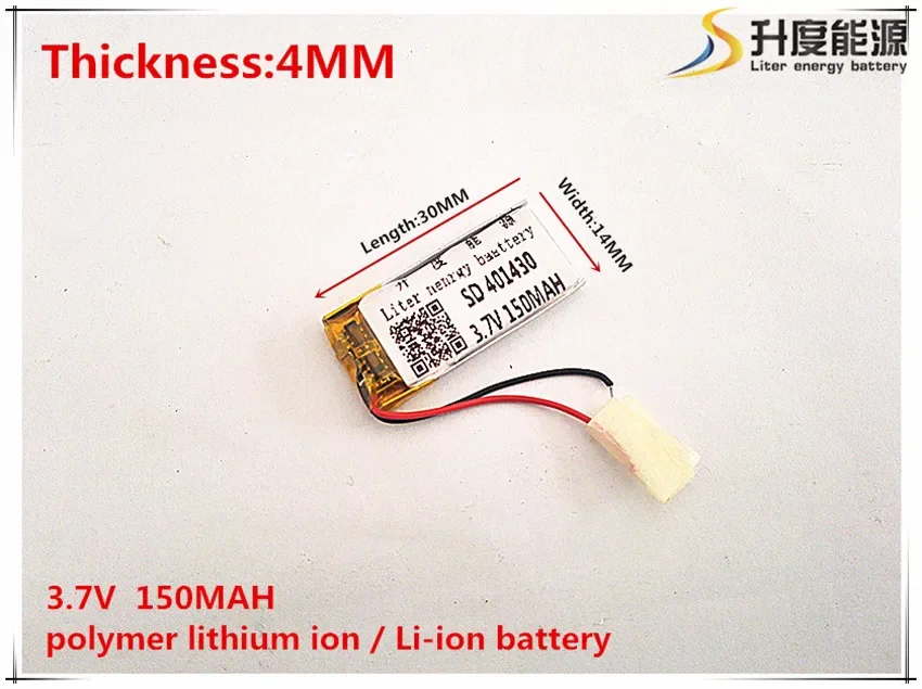 1pcs [SD] 3.7V,150mAH,[401430] Polymer lithium ion / Li-ion battery for TOY,POWER BANK,GPS,mp3,mp4,cell phone,speaker