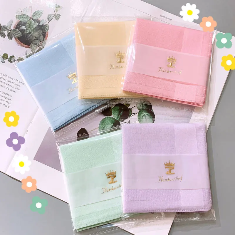 Solid Color Handkerchief Pure Cotton New Men's Women's Small Hand Gift Square Carry Napkin Hermit's Garb Towel Wiping Color