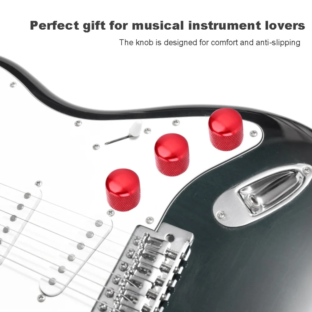 6pcs Metal And Polymer Electric Guitar Knobs Dome Knobs Red Color Volume Control Knobs Tone Control Knobs Electric Guitar
