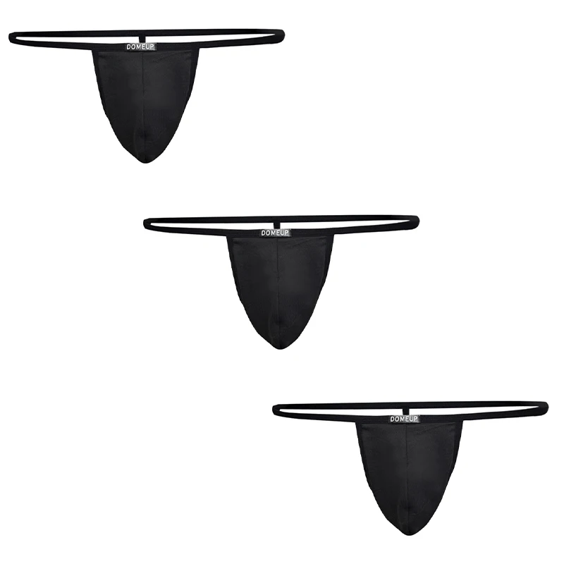 3 PCS Men's Low-Rise G-String Thong Mini T-back Panties Ultra-Thin Polyester Gay Sissy Sexy Underwear