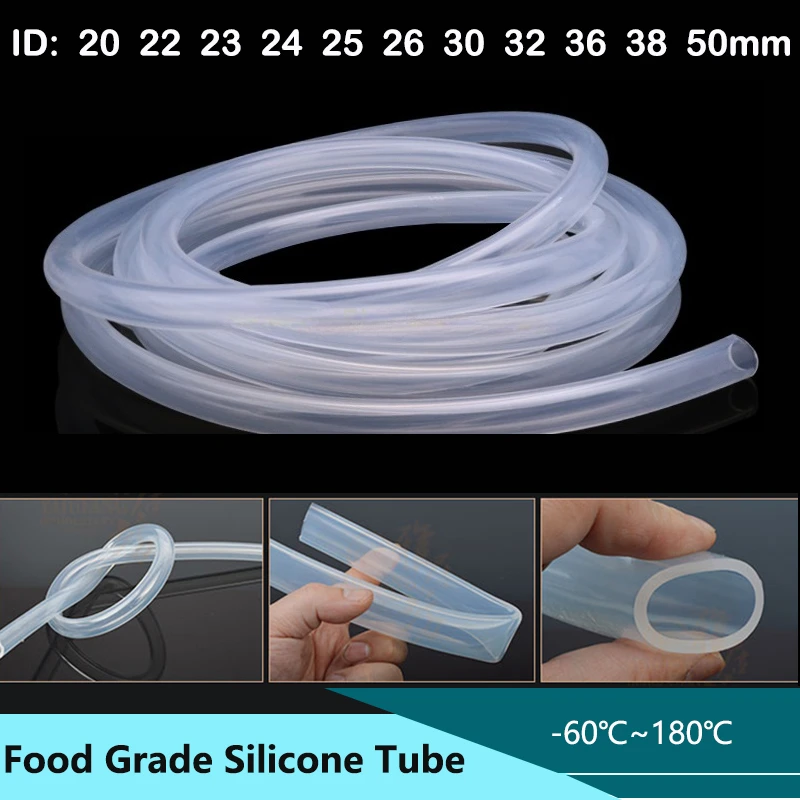 Food Grade Silicone Tube Pipe ID 20 22 24 26 28 30 32 36 38 50mm Soft Beer/Drink/Milk/Aquarium Pump Water Hose