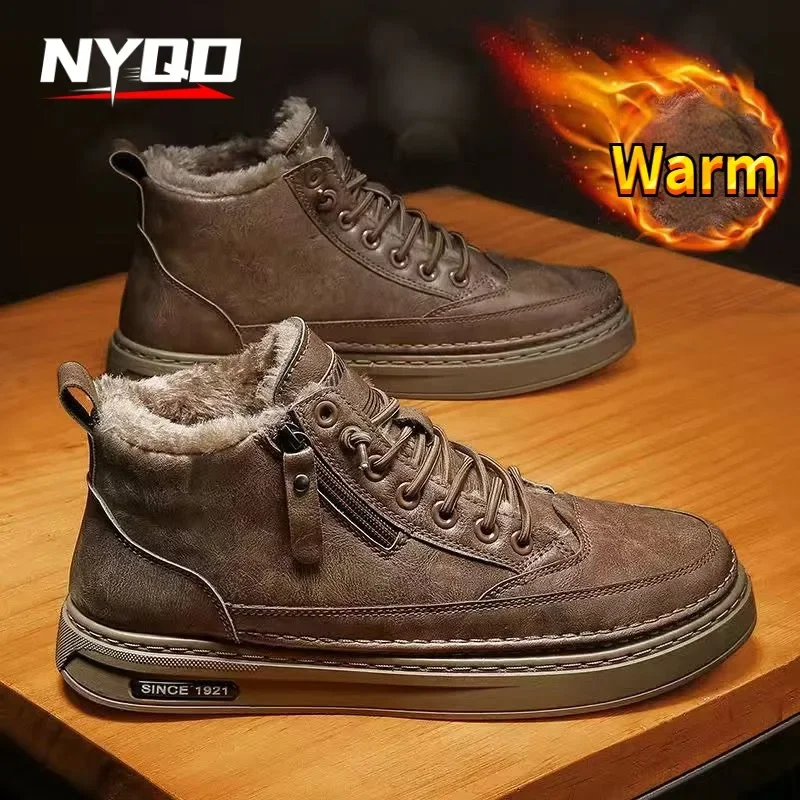 

Мужская зимняя теплая хлопковая обувь, новинка 2024, классическая модная ретро-плюшевая удобная нескользящая зимняя обувь, спортивная повседневная обувь на открытом воздухе