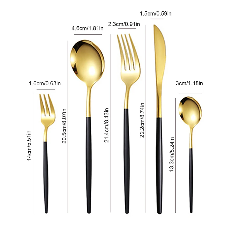 6pcs/30pcs Stainless steel knife and fork Portuguese tableware set Gold creative Western steak knife and fork spoon