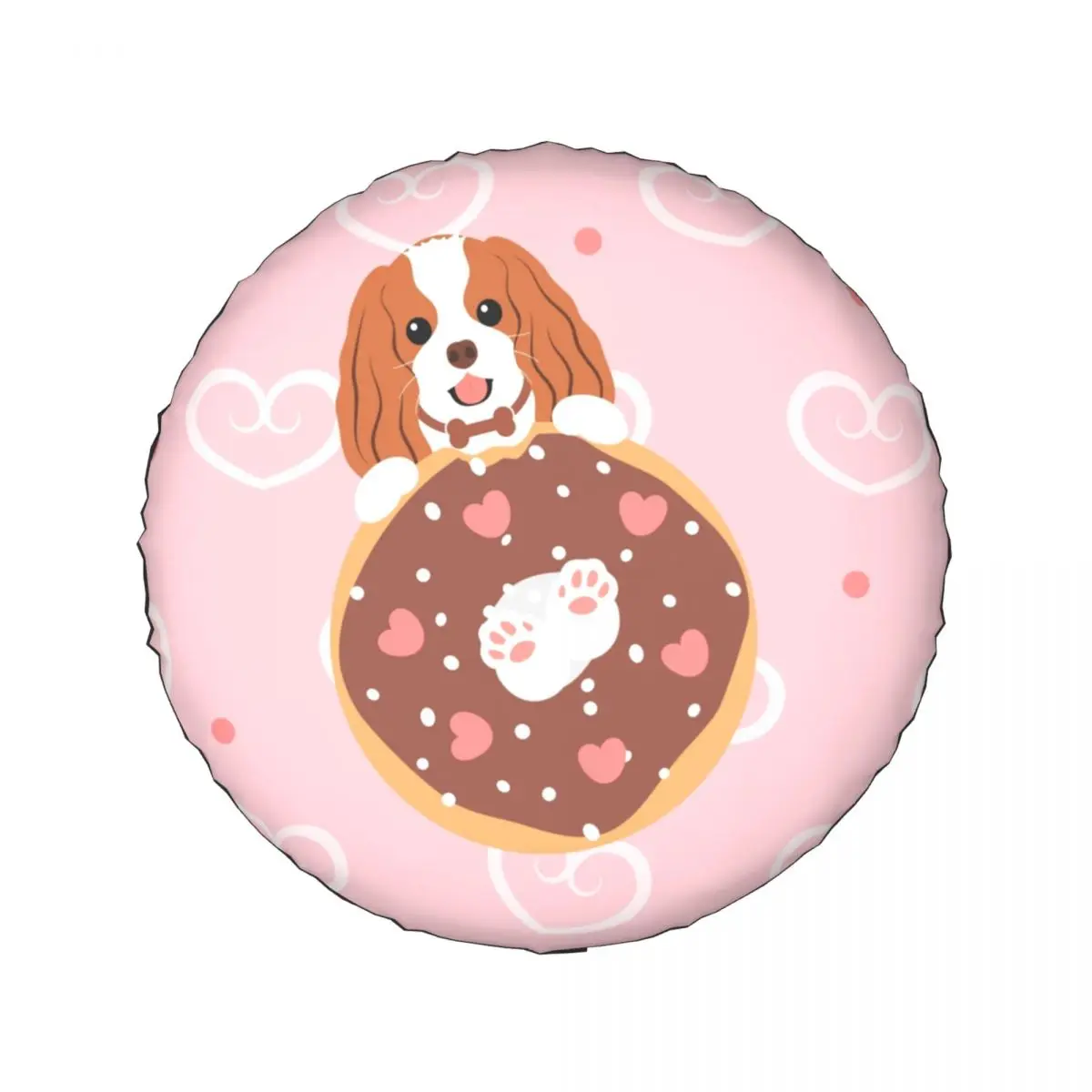 Love Cavalier King Charles Spaniel And Donut Spare Wheel Tire Cover for Honda CRV Dog Jeep RV SUV Camper Vehicle Accessories