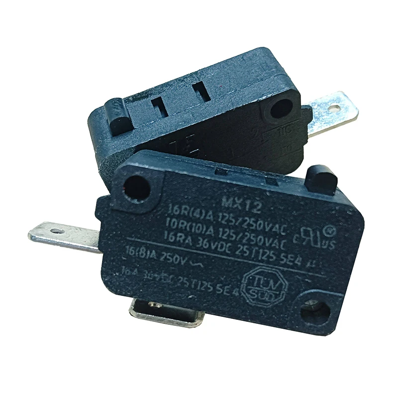 Microswitch MX12 - 2-pin normally open type, 6.3mm pin, 16A, 125/250V