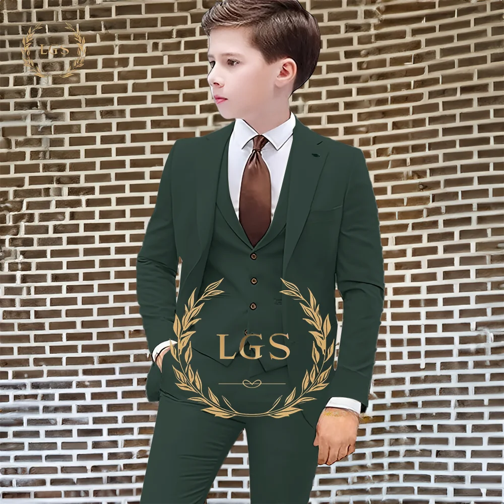 

Boys' 3-piece notch collar suit (jacket, vest and trousers) suitable for weddings, parties and celebrations