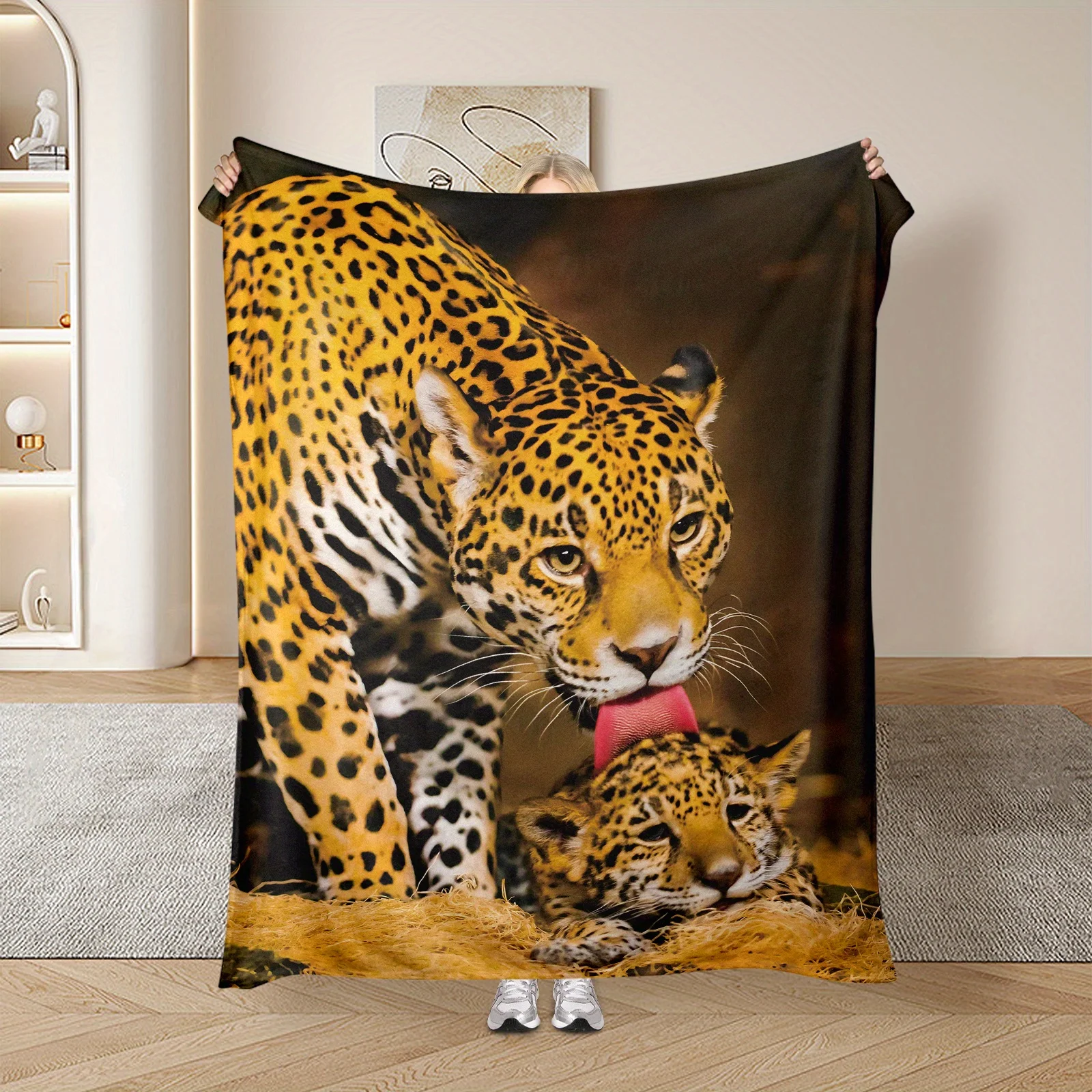 Cheetah Print Blanket Beast Animal Leopard Cartoon Blanket for Home Bed Sofa Picnic Travel Office Room Decor for Cheetah Lovers