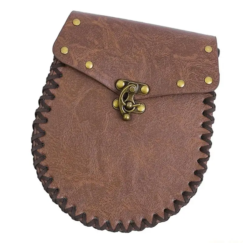 31BF Historical Reenactment Belt Money Bag Wallet Lightweight PU Coin Carry Case for Renaissances Festival Enthusiasts