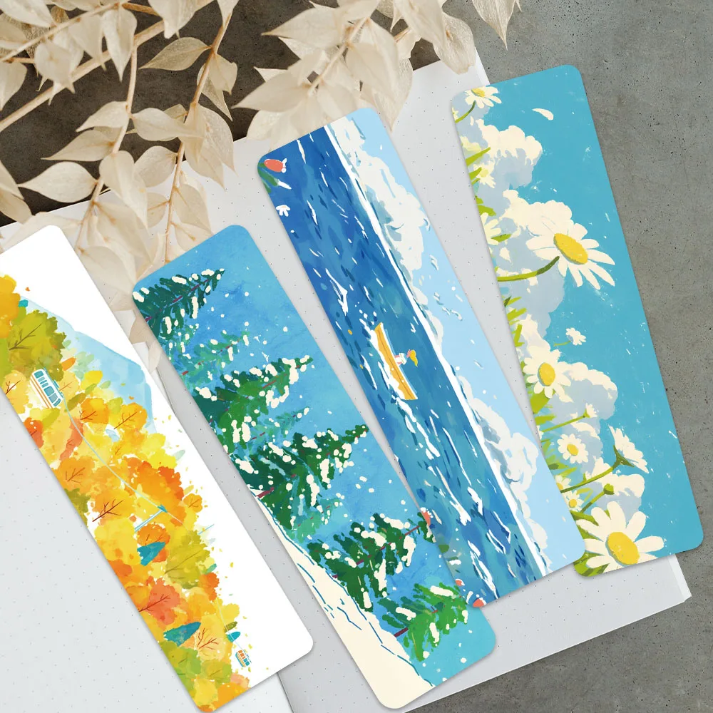 30pcs Colorful Cute Cartoon Animals Landscape Paper Bookmark DIY Students Readers Page Marking Library Office Page Marker