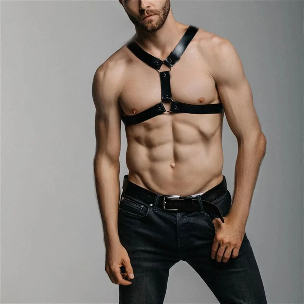 Arnés corporal para el pecho de cuero Punk para hombre, correas góticas fetiche, cinturones para espada masculina, accesorios de ropa de Bondage Sexual Gay ajustables