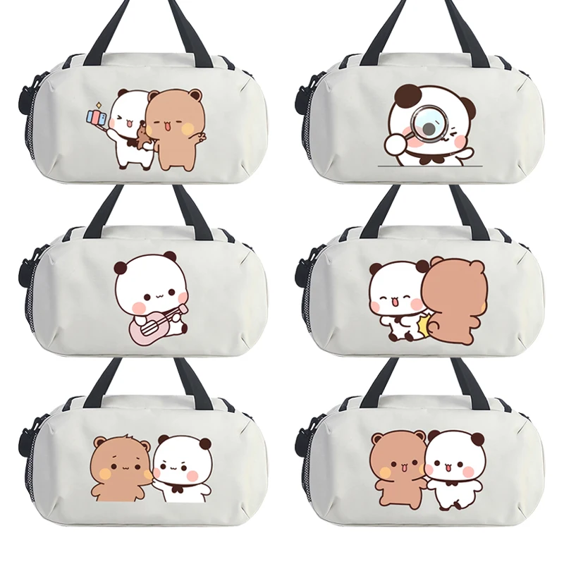 Bubu Yier Panda Bear Luggage Bag Anime Character Oxford Cloth Luggagebag Kawaii Portable Large Capacity Waterproof Storage Bags