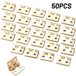 50pcs Mini Brass Hinge W/Nails Small Craft Case Jewelry Wooden Box Cabinet Door Hinges Cupboard Furniture Decor Furniture Access