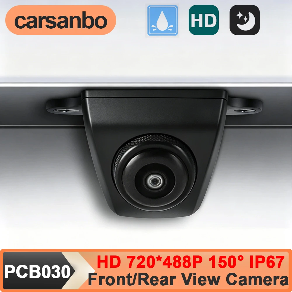Carsanbo CCD 720*488 150° Car Rear View Backup Camera with Ruler Line Angle Adjustable IP67 Waterproof Night Vision Front Camera