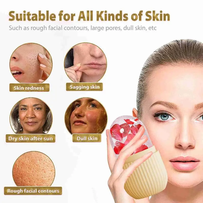 1Pcs Ice Face Roller Ice Cube Beauty Massage Silicone Ice Mold For Eye Puffiness Ice Facial Roller Shrink Pores