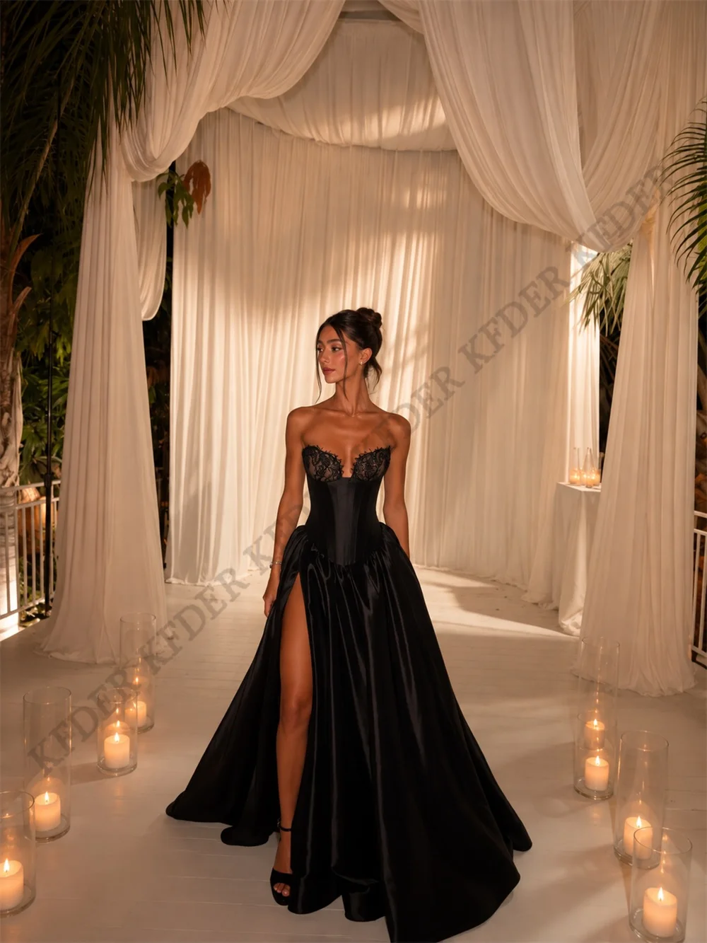 Customized Black Side Slit Sweetheart Prom Dress Pleats Simple Formal Evening Floor-length Dresses Vestidos De Fiesta 2026