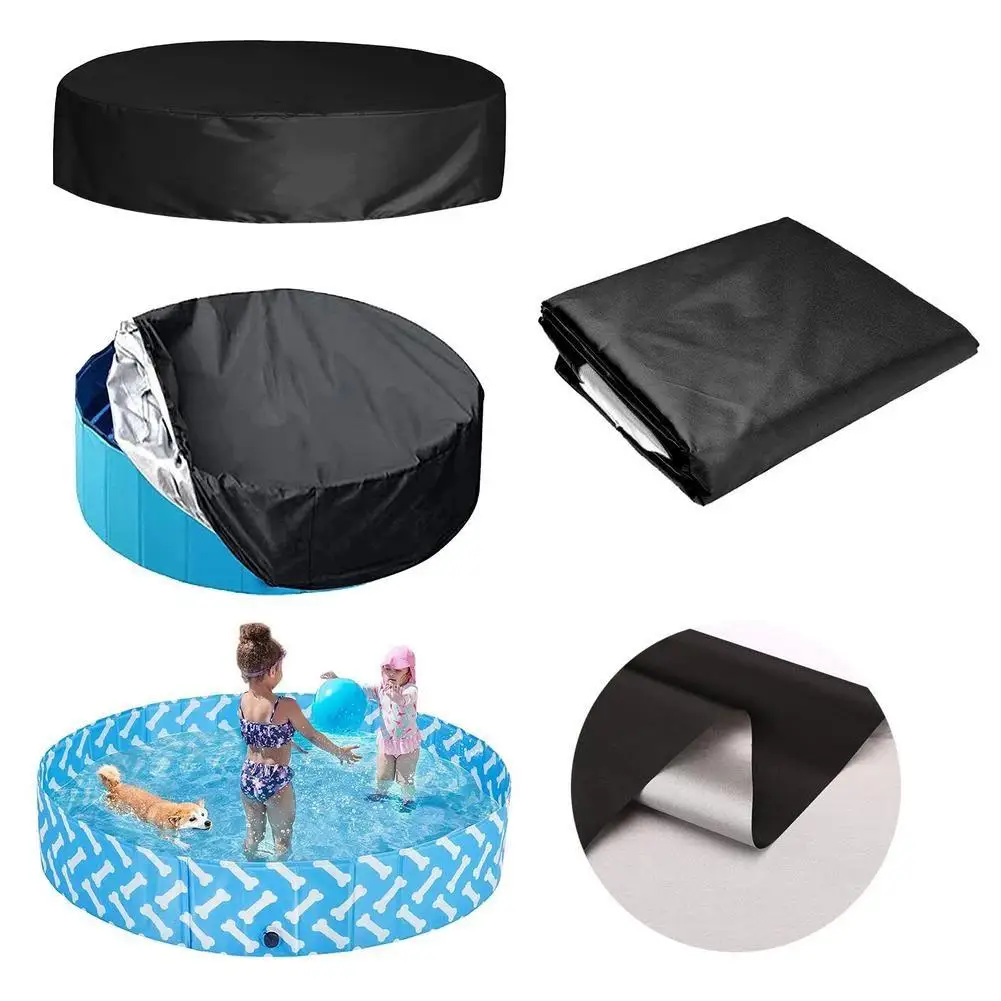 

Portable Dog Pool Cover Round Easy Set Pool Cover Foldable Pool Pet Ground Cover Tub Above Bathing Bath Cover Kiddie Pool H5Z4