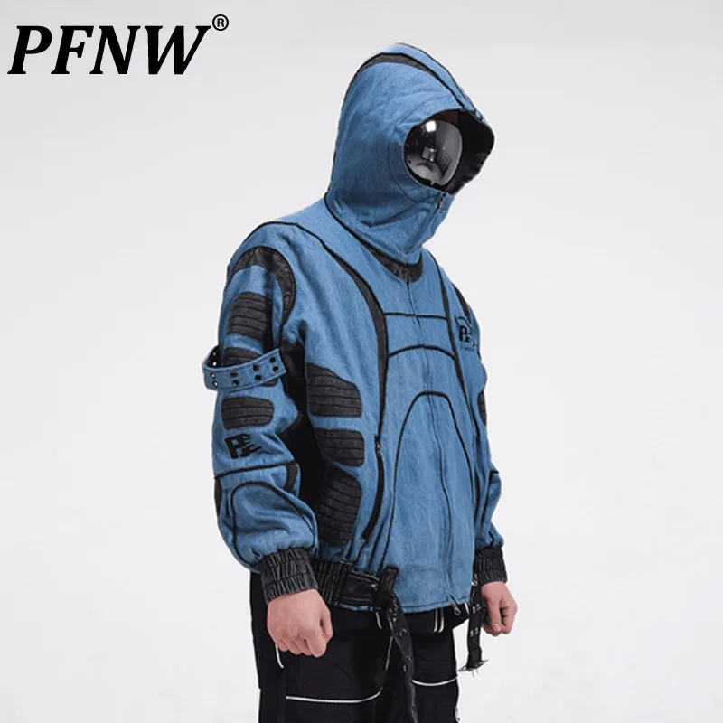 PFNW Darkwear Racing Element Distressed Reflective Panels Colorblock Embroidery Loose Silhouette Parkas Jacket High-end 12C1617