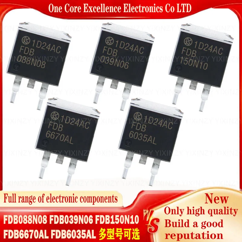 10PCS FDB088N08 FDB039N06 FDB150N10 FDB6670AL FDB6035AL TO263 MOSFET FET Diode Triode Integrated IC