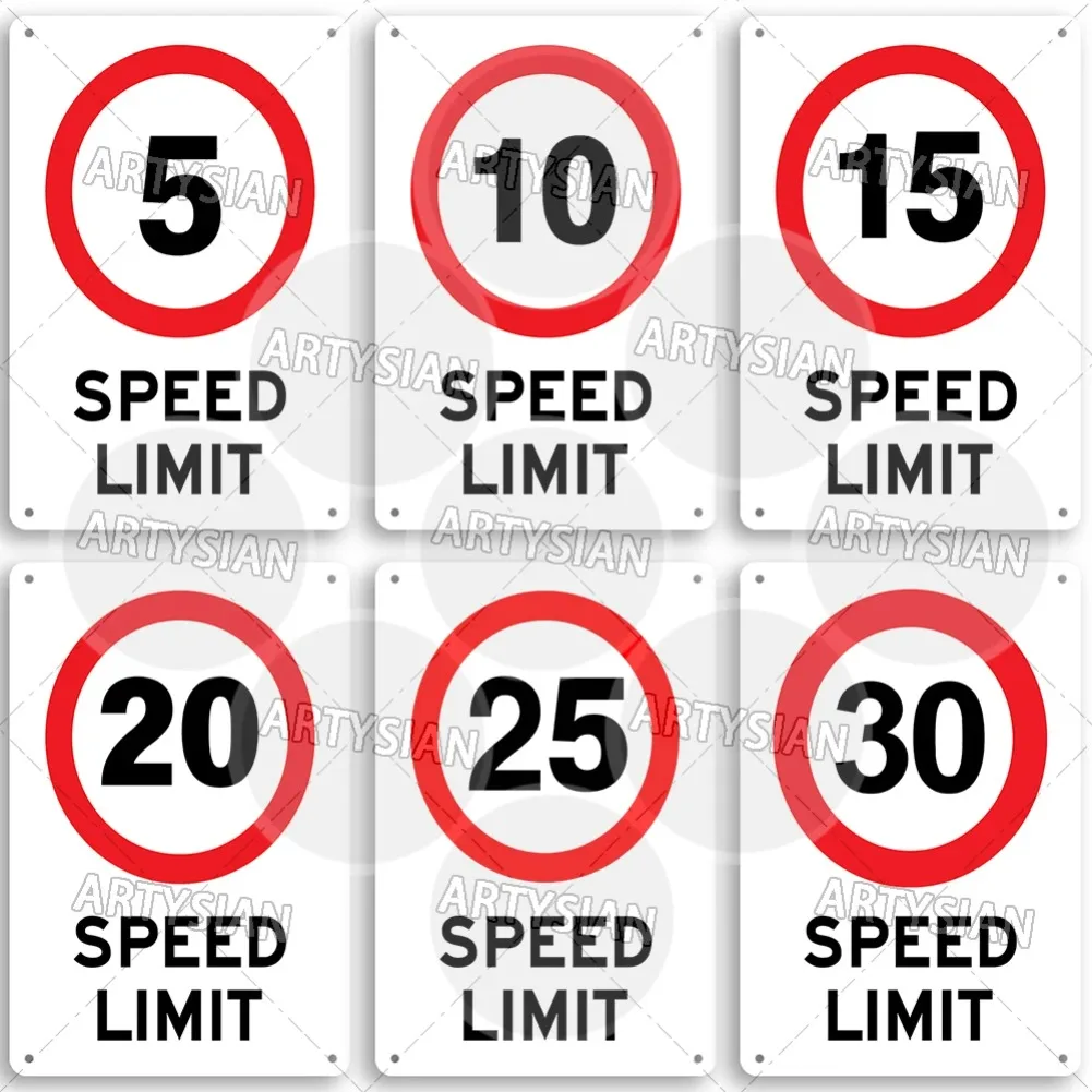 Speed Limit Metal Sign Traffic Plaque Road Safety Shared Space Kids Crossing Caution Slow Down 5 15  20 25 30 MPH