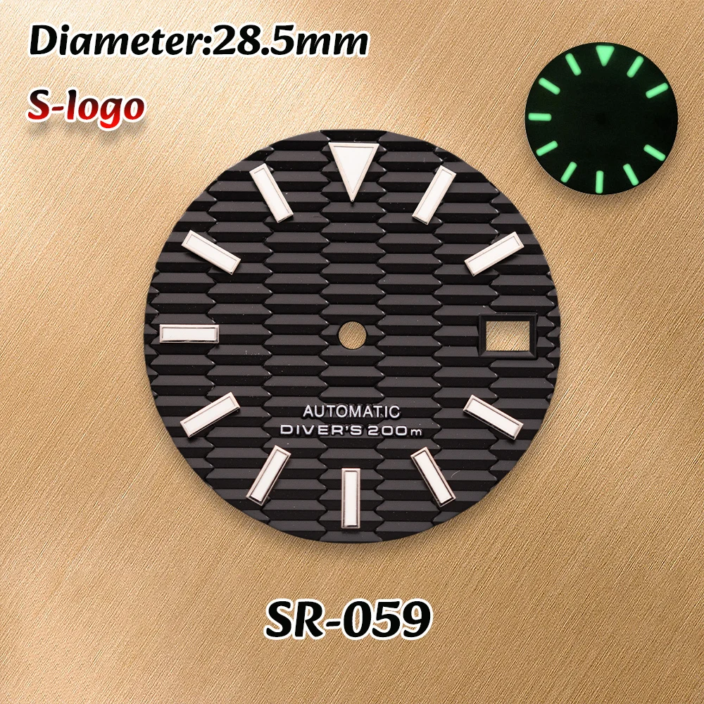 NH36/NH35 Movements S Logo 28.5mm Slope Dial C3 Green Luminous High Quality Watches for men Watch Modification Accessories